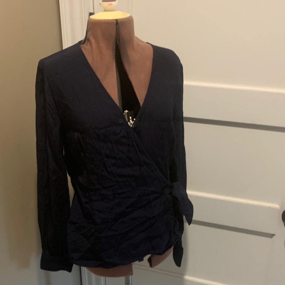 Talbots Navy Wrap Blouse